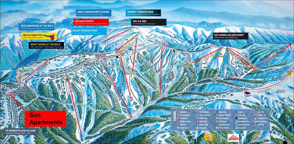 Mt Hotham ski trail map